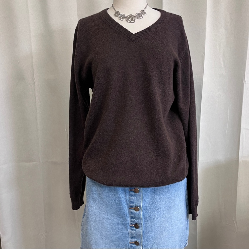 Pronto Uomo V-Neck Brown Cashmere Sweater